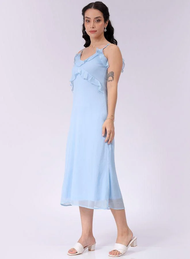 Freehand  Women A-Line Casual Solid Ruffle Dress for Women | Best Price UAE