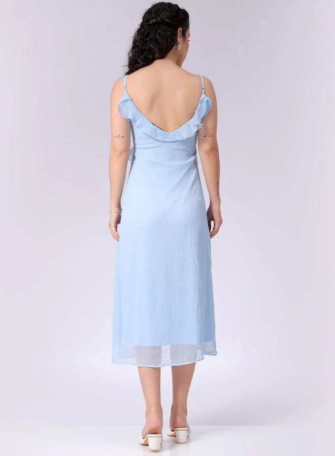 Freehand  Women A-Line Casual Solid Ruffle Dress for Women | Best Price UAE