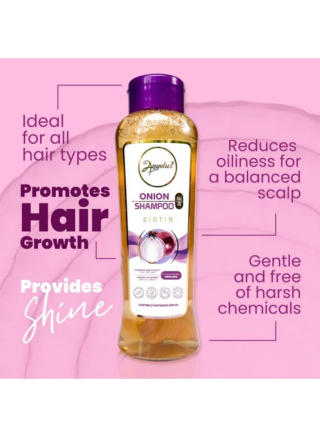 ANYELUZ Kit Duo Onion Shampoo + Mini Travel Size Promotes Hair Growth Cleanses And Reduces Oiliness For All Hair Types Natural Extracts - Image 2