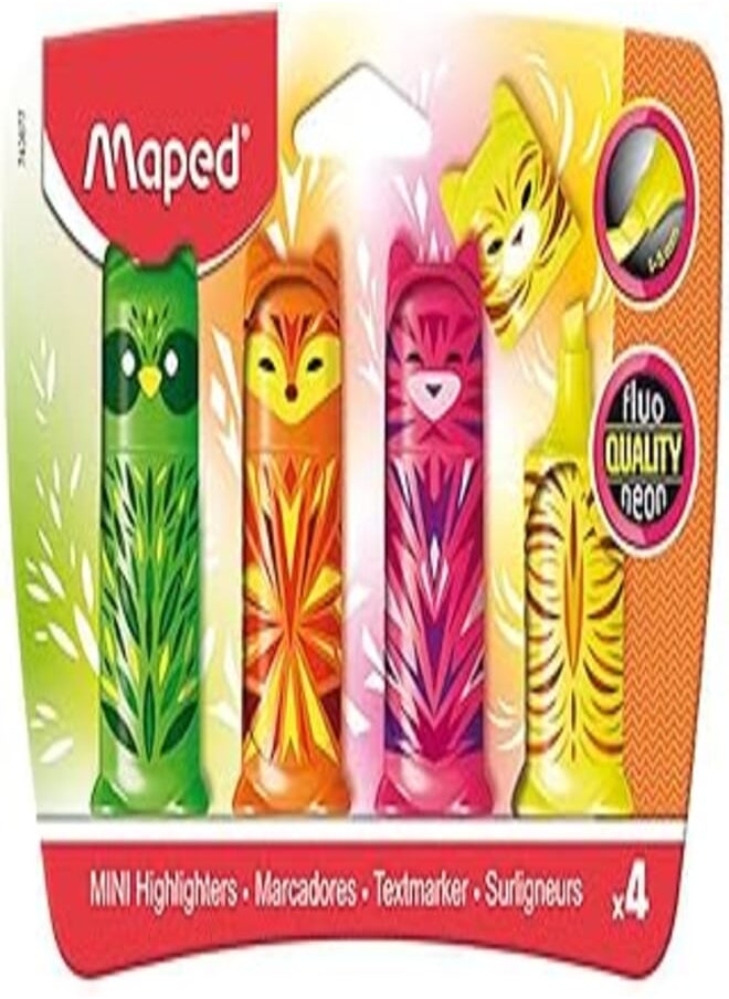 Maped Maped Mini Friends Highlighters (x4 Pack Assorted Colours), 743677 