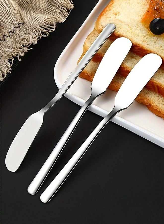 3-piece set, stainless steel butter knife (1.8cm×16.9cm), jam knife, butter knife, cream spreader, cake decorating tool, heated butter spreader, cheese knife, cream dessert knife, salad dressing spreader, Christmas gift/perfect gift. - Image 1