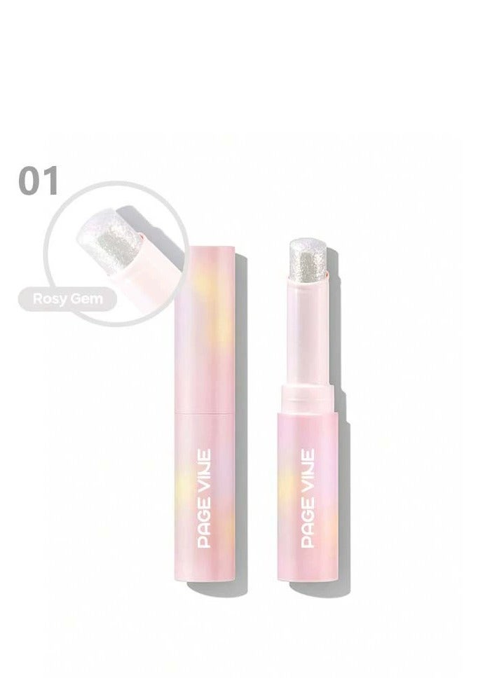 PAGE VINE كريستال جيلي جليز ستيك ظلال العيون عصا كحل منير قلم تلوين مع فرشاة سهلة المزج طويلة الأمد لامع ظلال العيون عصا وردية جوهرة - Image 1