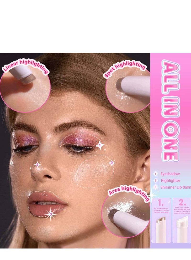 PAGE VINE كريستال جيلي جليز ستيك ظلال العيون عصا كحل منير قلم تلوين مع فرشاة سهلة المزج طويلة الأمد لامع ظلال العيون عصا وردية جوهرة - Image 2