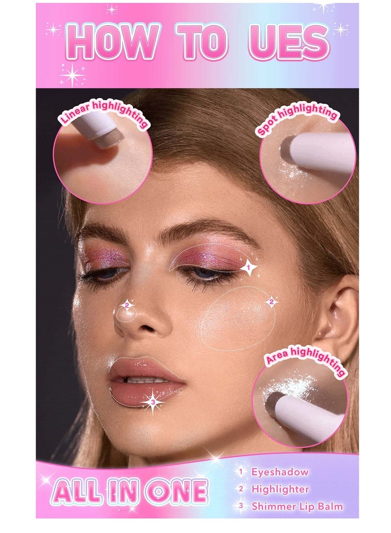 PAGE VINE كريستال جيلي جليز ستيك ظلال العيون عصا كحل منير قلم تلوين مع فرشاة سهلة المزج طويلة الأمد لامع ظلال العيون عصا وردية جوهرة - Image 5