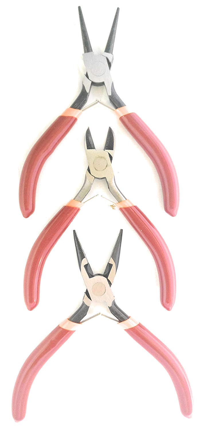 JERN Pliers Set with Wire Cutter Round and Flat Nose Pliers Set of 3 Pink - Image 1