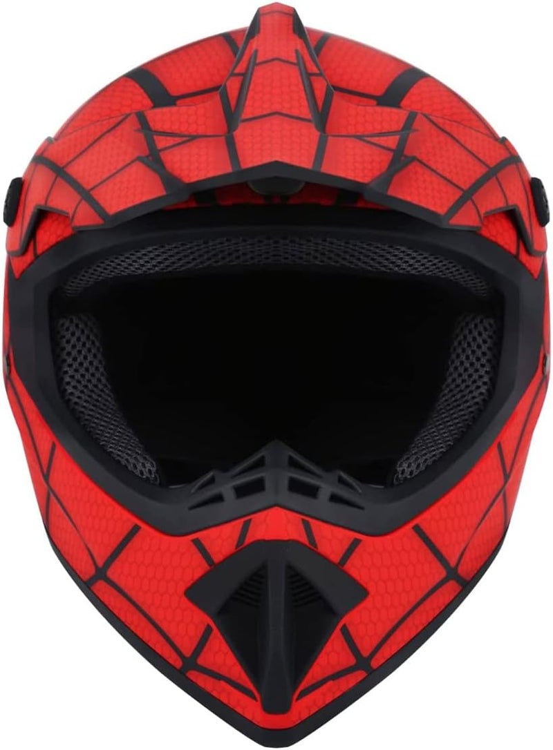 Senhill Spiderman Style Motocross Helmet with Goggles for Youth and Kids - DOT Approved (M) - Image 5