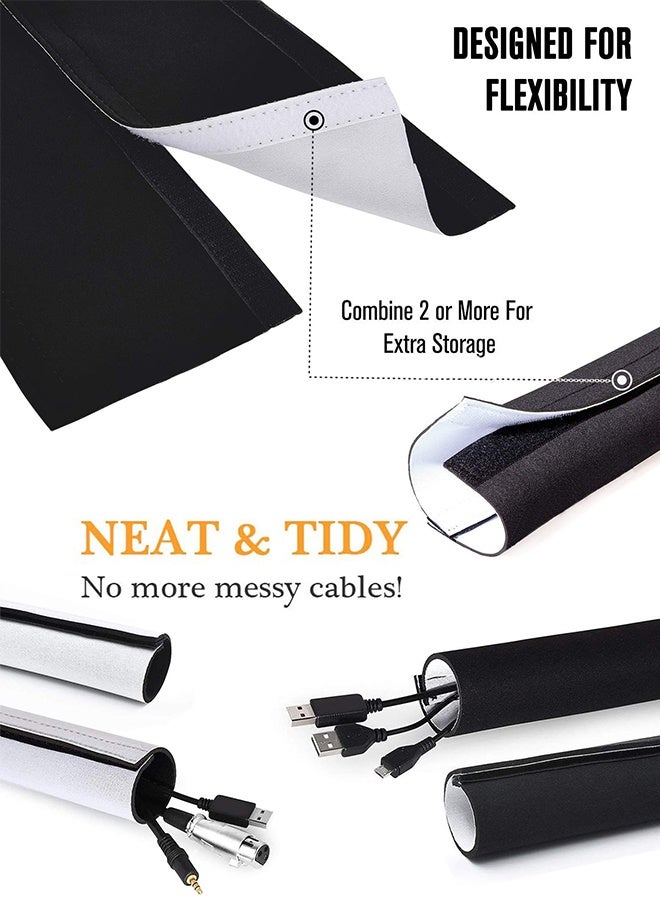 MaWadda Cable Organizer & Wire Organizer Sleeve, 2 Pack (11cm x 1m) with 20pcs Cable Ties, Neoprene Cord Cover for TV PC, Essential Office Accessories for Desk Setup - Image 3
