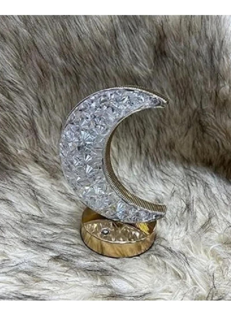 Crystal Crescent Moon Lamp Shade Ramadan Decoration Lights Eid Moon Lamps Small Size Ramadan Lamps (Moon Holder) - Image 2