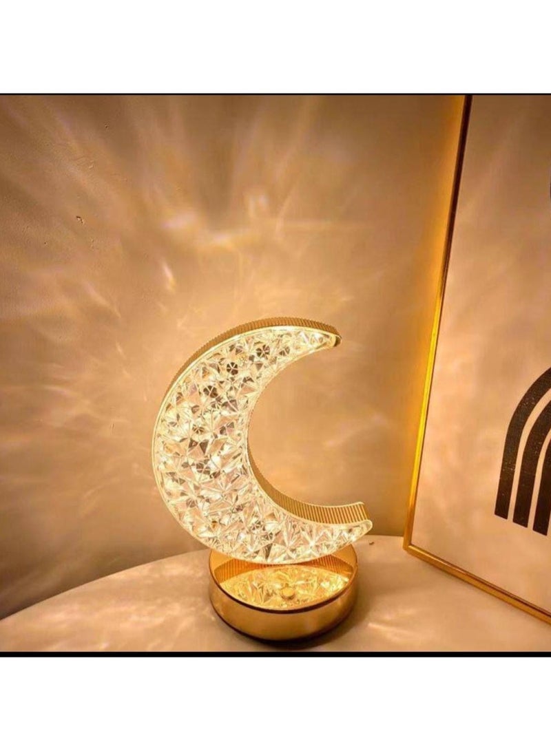Crystal Crescent Moon Lamp Shade Ramadan Decoration Lights Eid Moon Lamps Small Size Ramadan Lamps (Moon Holder) - Image 1