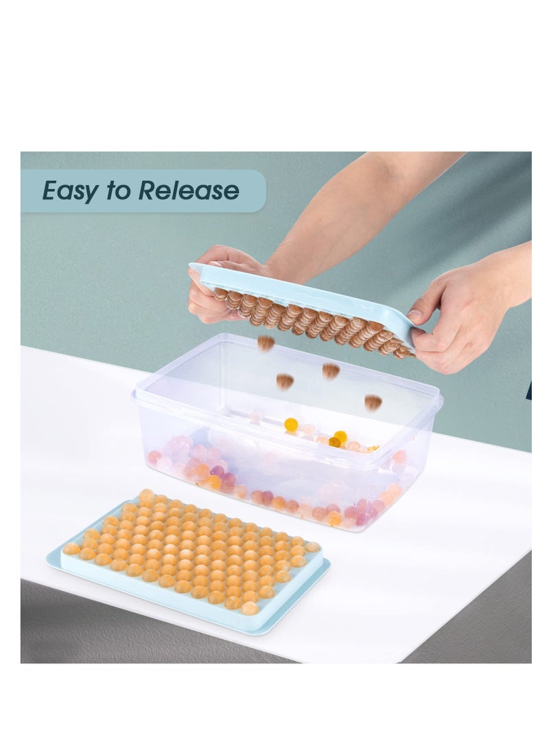Excefore - Mini Ice Cube Trays, Round Ice Cube Mold, 4 PCS 0.6in Small Ice Maker for Freezer, Circle Ice Trays for Freezer with Lid & Bin, Easy Release, for Chilling Drinks, Coffee, Juice, Cocktail - Image 1