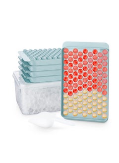 Mini Ice Cube Trays, Round Ice Cube Mold, 4 PCS 0.6in Small Ice Maker for Freezer, Circle Ice Trays for Freezer with Lid & Bin, Easy Release, for Chilling Drinks, Coffee, Juice, Cocktail