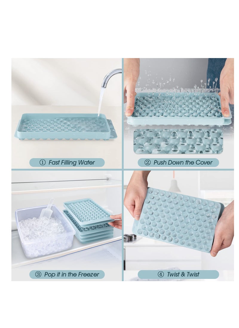 Excefore - Mini Ice Cube Trays, Round Ice Cube Mold, 4 PCS 0.6in Small Ice Maker for Freezer, Circle Ice Trays for Freezer with Lid & Bin, Easy Release, for Chilling Drinks, Coffee, Juice, Cocktail - Image 1