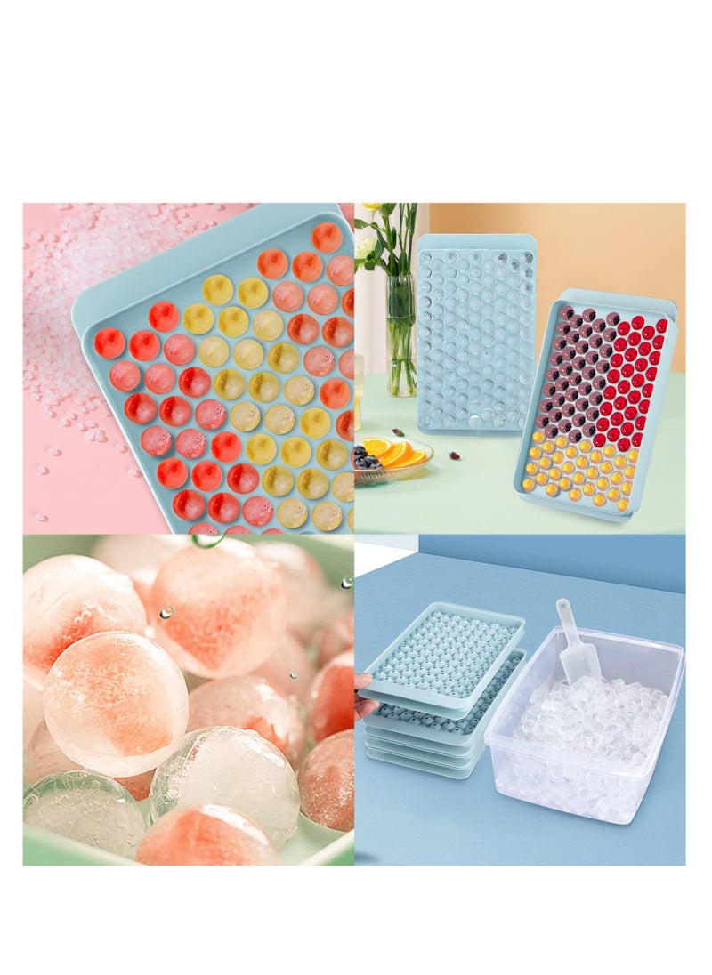 Excefore - Mini Ice Cube Trays, Round Ice Cube Mold, 4 PCS 0.6in Small Ice Maker for Freezer, Circle Ice Trays for Freezer with Lid & Bin, Easy Release, for Chilling Drinks, Coffee, Juice, Cocktail - Image 1