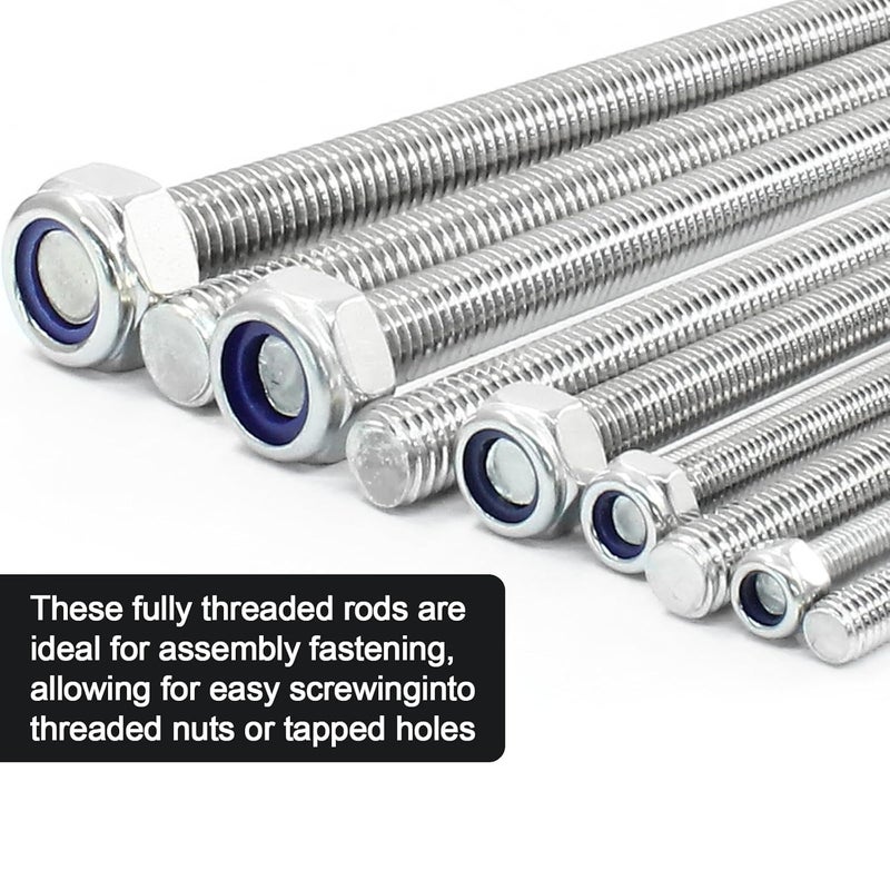 Jersvimc 2Pcs M10 x 250mm Threaded Rod Stainless Steel M10 Threaded Rod, Long Threaded Studs Fully Threaded Rods & Studs Right Hand Threaded Screw for Bolt Clamps Anchor - Image 4