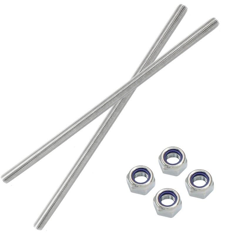 Jersvimc 2Pcs M10 x 250mm Threaded Rod Stainless Steel M10 Threaded Rod, Long Threaded Studs Fully Threaded Rods & Studs Right Hand Threaded Screw for Bolt Clamps Anchor - Image 2