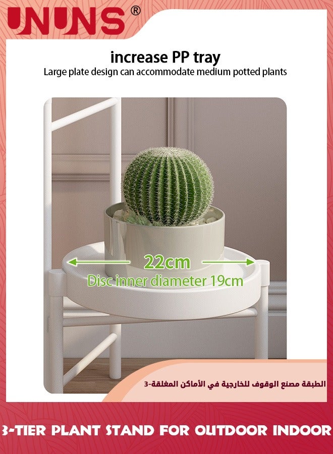 UNUNS 3-Tier Plant Stand For Outdoor Indoor,Tall Metal Plant Shelf Corner Flower Pot Stands,Multiple Planter Rack For Patio Balcony Living Room Office Tiered Plant Table,White - Image 4