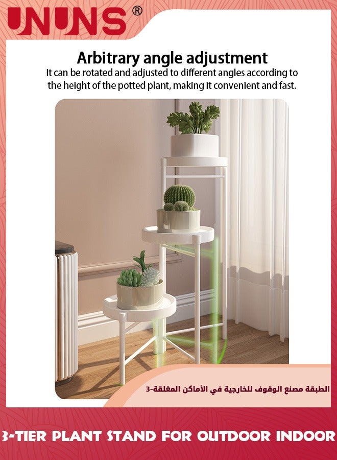 UNUNS 3-Tier Plant Stand For Outdoor Indoor,Tall Metal Plant Shelf Corner Flower Pot Stands,Multiple Planter Rack For Patio Balcony Living Room Office Tiered Plant Table,White - Image 5