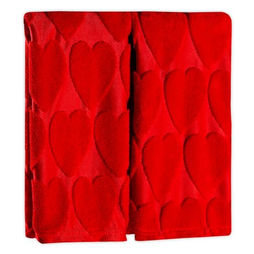 Quera 2 Pack Valentine's Day Hand Towels Red Heart Bathroom Decorative Towels Set for Drying, Cleaning, Cooking, Holiday 13.7'' x 29.5'' - Image 1