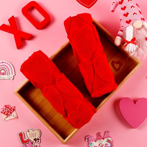 Quera 2 Pack Valentine's Day Hand Towels Red Heart Bathroom Decorative Towels Set for Drying, Cleaning, Cooking, Holiday 13.7'' x 29.5'' - Image 3