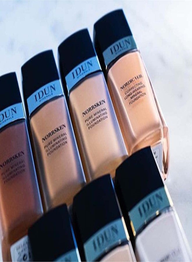 delilah  IDUN Minerals Liquid Norrsken Foundation - Silky Smooth Coverage - Luminous, Dewy Finish for Dry and Dull Skin - Water Resistant and Vegan Makeup - 225 Siv - Warm Dark Brown - 1.01 oz - Image 4