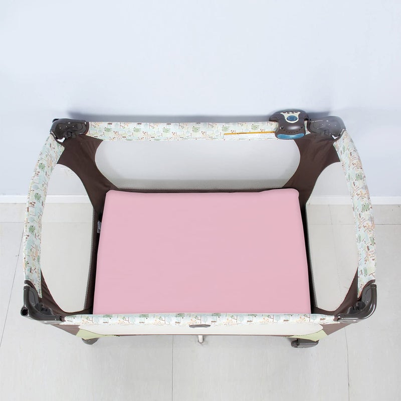 Biloban Pack and Play Sheets Fitted, 2 Pack Pack and Play Sheet Fits for Graco Pack n Play Mattress, Neutral Playard Sheets for Baby Boys and Girl, Pink & Violet, 38”X 26” - Image 5