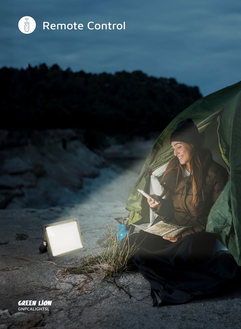 جرين ليون مصباح تخييم يعمل بالطاقة الشمسية 2 في 1 وبنك طاقة 7200 مللي أمبير في الساعة مع طاقة تعمل بالطاقة الشمسية ودوران 360 درجة / جهاز تحكم عن بعد / 12 ساعة من وقت العمل / شاشة بطارية رقمية / أوضاع إضاءة مختلفة / سطوع 1500 لومن - فضي - Image 4