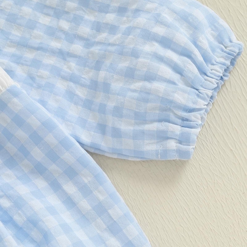 Socutebabe Baby Boy Fall Clothes Newborn Bubble Romper Long Sleeve Smocked Bodysuit Cute One Piece Outfit Mama Boy Outfits (Blue, 3-6 Months) - Image 5