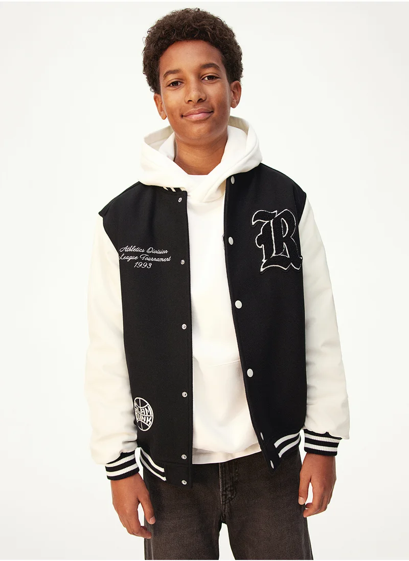 H&M Appliquéd Baseball Jacket