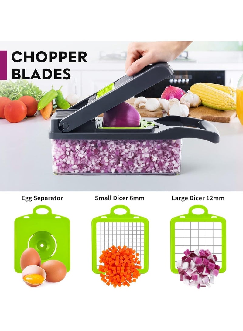 16 في 1 قطاعة الخضار متعددة الوظائف, محضرة طعام مع حاوية وسلة تصريف, قطاعة الفواكه والخضروات مع زر التنظيف الذاتي, مبشرة مطبخ, فاصل بياض البيض,قطاعة خضراوات مزودة بشفرات قابلة للتبديل 15 في 1 متعدد الألوان - Image 2