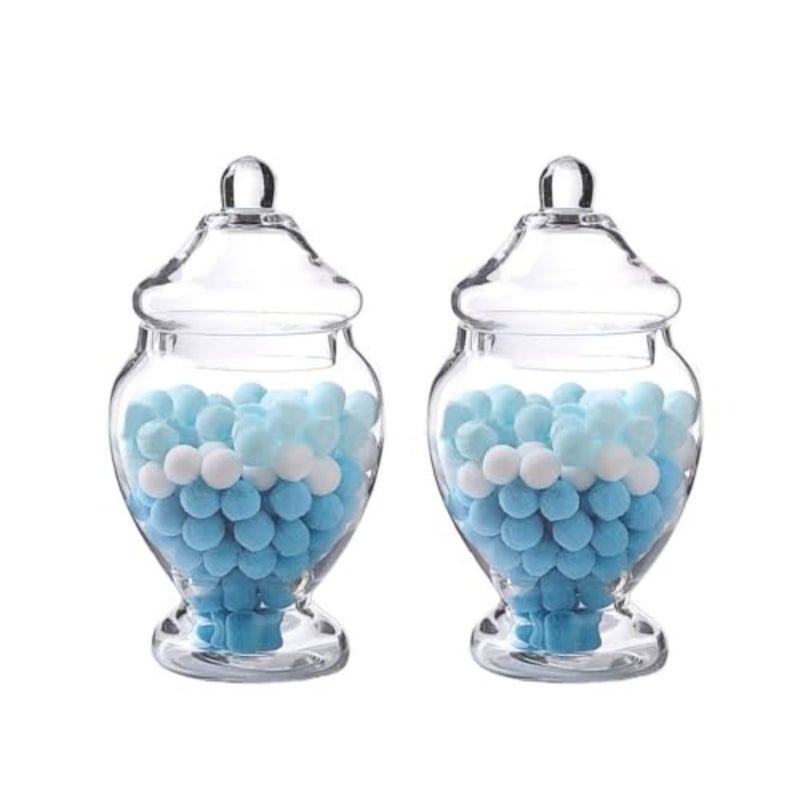 2 Pack Glass Apothecary Jars with Lids, 52oz Clear Bathroom Storage Canisters, Decorative Candy Cookie Jars, Cotton Ball Holder Containers for Bathroom, Vanity, Laundry Roombaihuo - Image 1