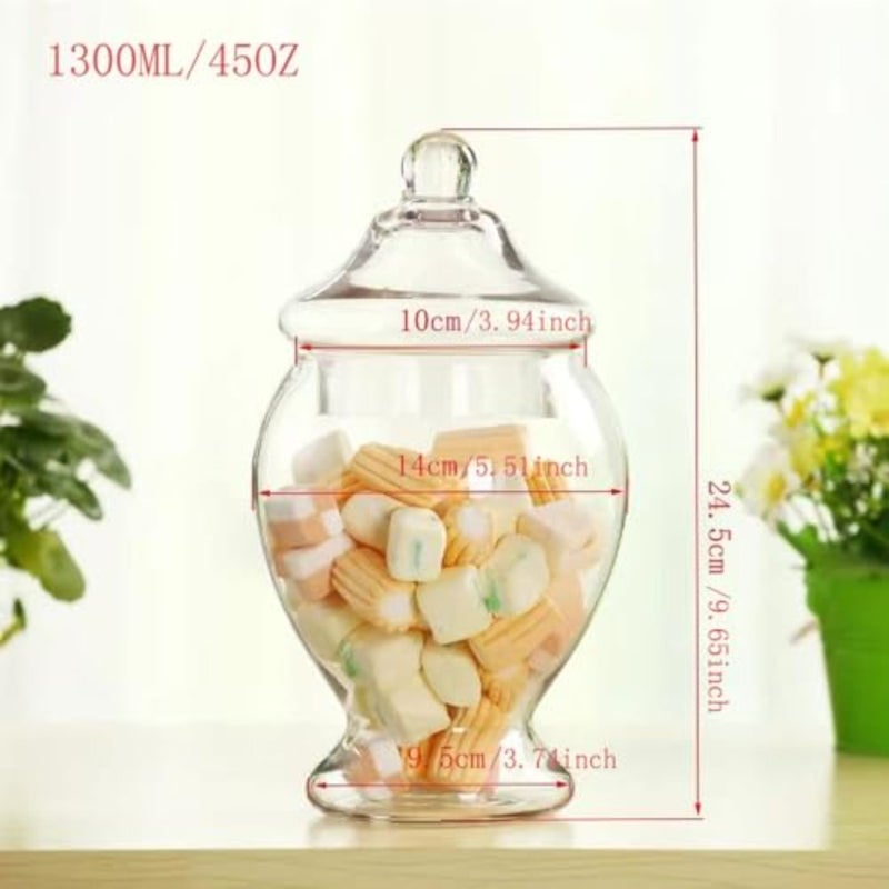 2 Pack Glass Apothecary Jars with Lids, 52oz Clear Bathroom Storage Canisters, Decorative Candy Cookie Jars, Cotton Ball Holder Containers for Bathroom, Vanity, Laundry Roombaihuo - Image 4