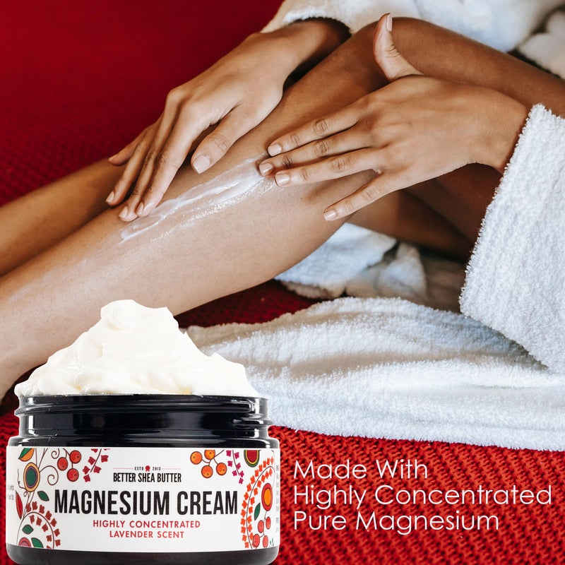 Better Shea Butter Magnesium Cream | Lavender | Relieves Leg Cramps and Muscle Tension | Night Lotion for Pregnancy, Kids and Baby | Handcrafted with Organic Ingredients - Image 4