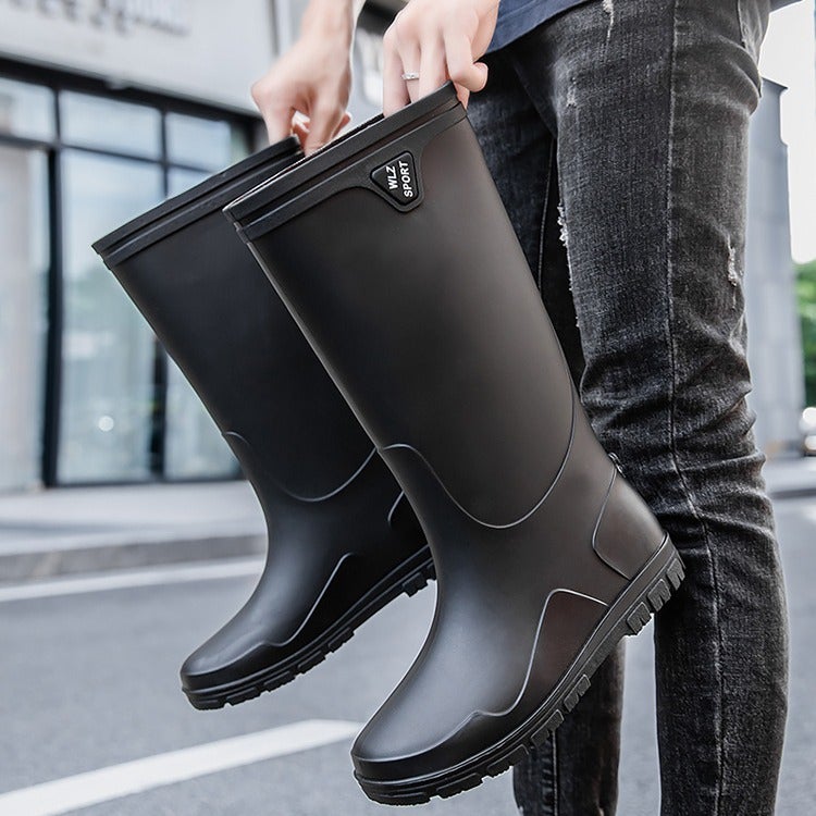 Fashion Rain Boots Men'S Rain-Proof Waterproof Shoes High-Top Non-Slip Closed Long Rain Boots Drawstring Work Shoes Fishing Shoes Men - Image 2
