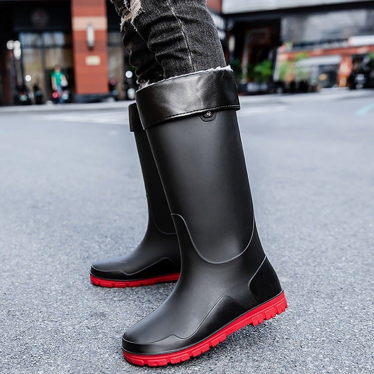 Fashion Rain Boots Men'S Rain-Proof Waterproof Shoes High-Top Non-Slip Closed Long Rain Boots Drawstring Work Shoes Fishing Shoes Men - Image 4