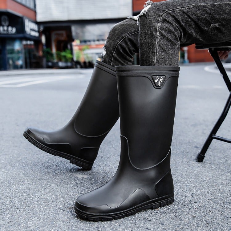 Fashion Rain Boots Men'S Rain-Proof Waterproof Shoes High-Top Non-Slip Closed Long Rain Boots Drawstring Work Shoes Fishing Shoes Men - Image 5