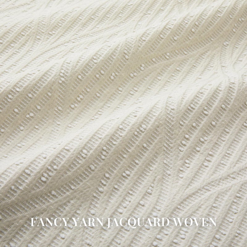 Drapexpert Cream and White 100% Blackout Geometric Jacquard Curtains - Thermal Insulated Noise Reducing Drapes for Bedroom and Living Room, 52" x 96" - Image 4