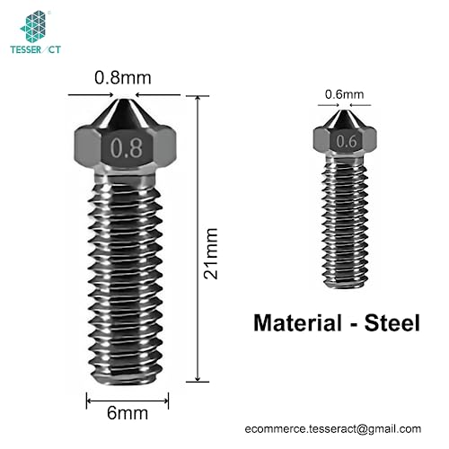 TESSERACT 0.6mm Hardened Steel Nozzle for 3D Printer | Volcano HS Nozzles for 3D Printing with 1.75 mm filament | High Temperature Wear Resistant Compatible with E3D Hotends (Qty - 2 HS Nozzles 0.6mm) - Image 3
