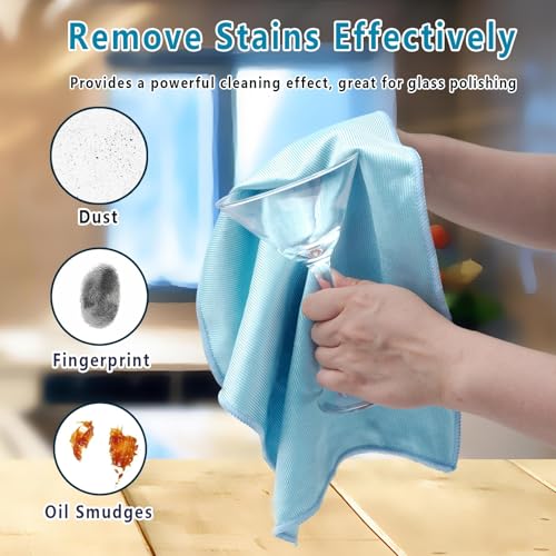 Misequal 6 Pack Glass Cleaning Cloth Microfiber Cleaning Cloth for Window Eyeglass Jewelry Windshields Mirrors and Stainless Steel (Blue) - Image 3