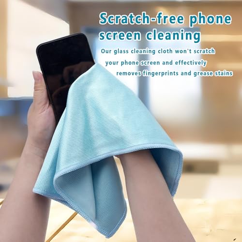 Misequal 6 Pack Glass Cleaning Cloth Microfiber Cleaning Cloth for Window Eyeglass Jewelry Windshields Mirrors and Stainless Steel (Blue) - Image 2