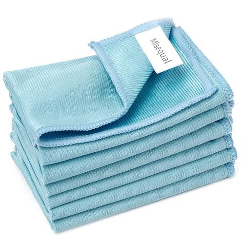 Misequal 6 Pack Glass Cleaning Cloth Microfiber Cleaning Cloth for Window Eyeglass Jewelry Windshields Mirrors and Stainless Steel (Blue) - Image 1