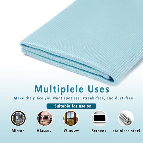 Misequal 6 Pack Glass Cleaning Cloth Microfiber Cleaning Cloth for Window Eyeglass Jewelry Windshields Mirrors and Stainless Steel (Blue) - Image 4