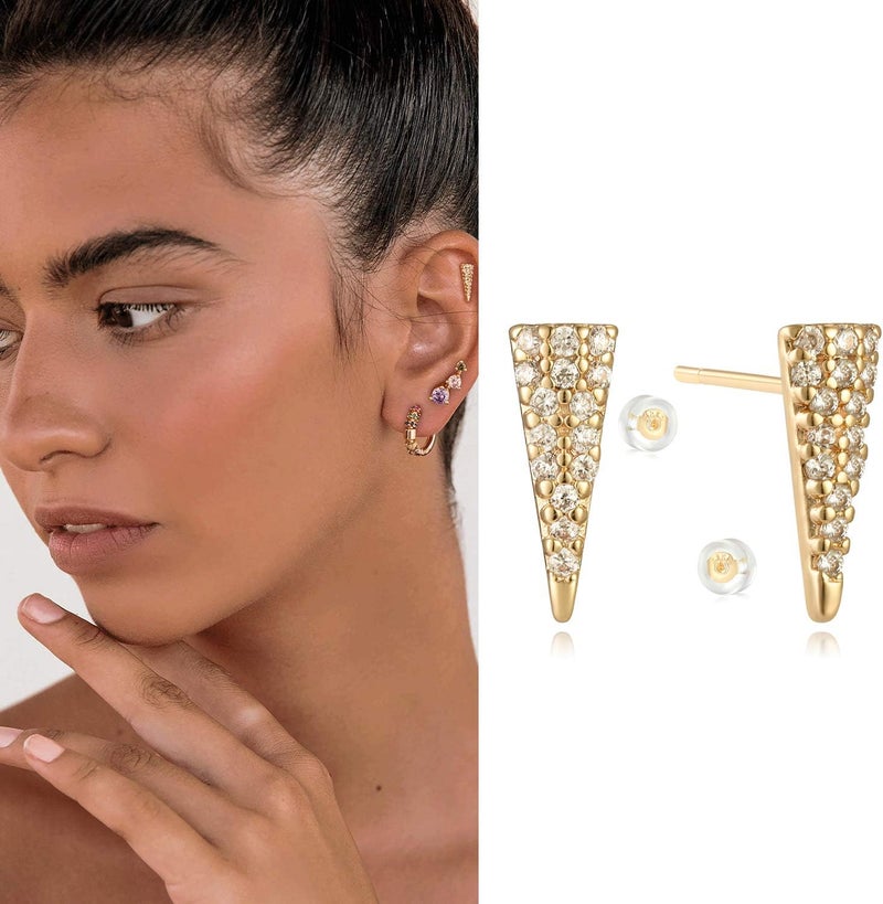 MYEARS Women Earrings Gold Stud 14K Small Simple Hypoallergenic Everyday Jewelry - Image 3