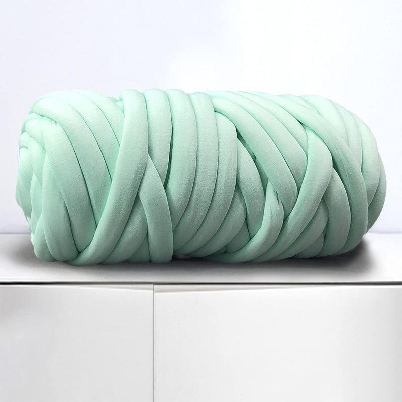 Arm Knitting Yarn for Chunky Braided Knot Throw Blanket DIY Soft Extra Cotton Washable Tube Bulky Giant Yarn for Weave Craft Crochet Light Green 22lb
