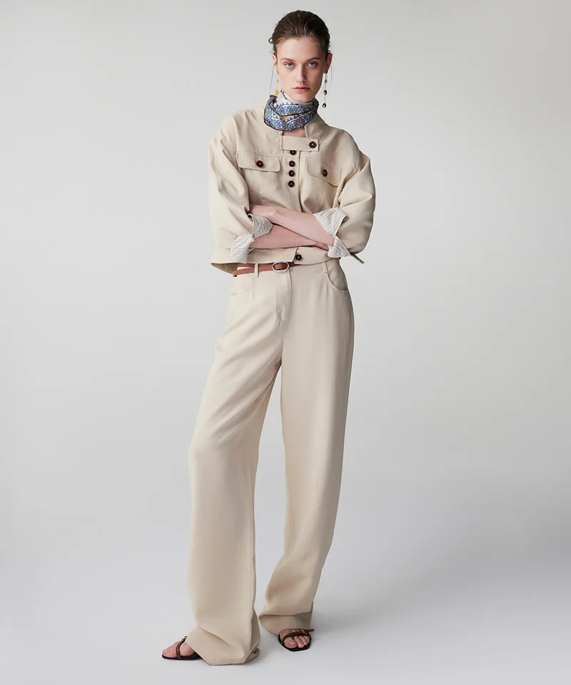 Belted Straight Trousers