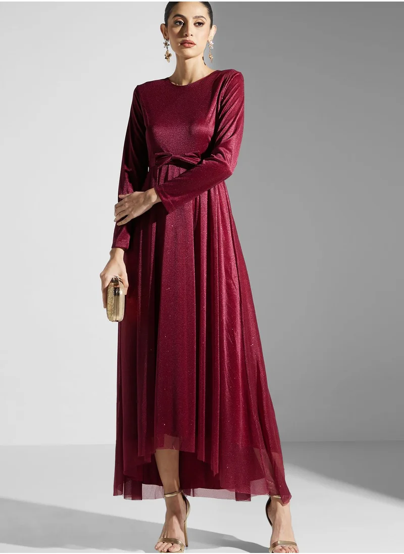 Khizana Shimmer Belted Dress