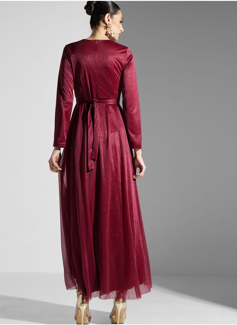 Khizana - Shimmer Belted Dress - Image 1