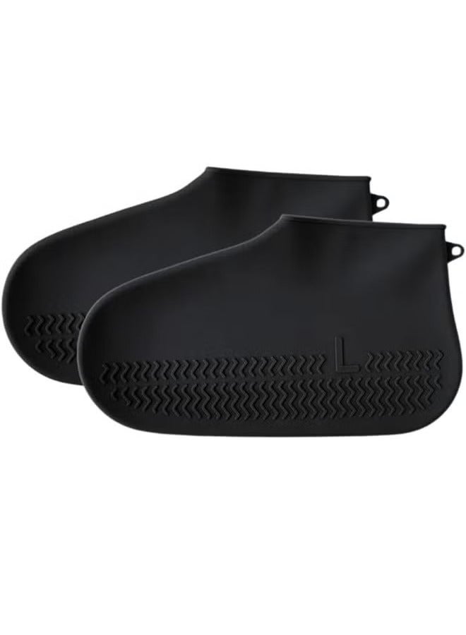 GMORO Waterproof Shoe Covers, Non-Slip Water Resistant Overshoes Silicone Rubber Rain Shoe Cover Outdoor cycling Protectors apply to Men, Women, Kids (Large, Black) - Image 5