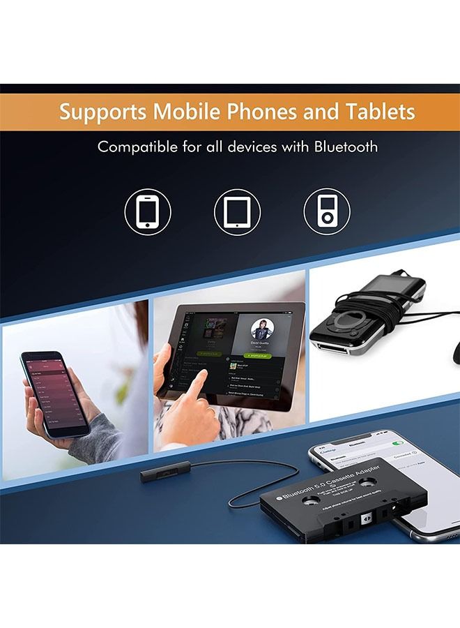 Arabest BT Car Tape Adapter,3.7V with Stereo Audio,Wireless Tape Auxiliary Adapter,Smartphone Audio Converter,Wireless Bluetooth Hands-Free for Home/Car(Black) - Image 4