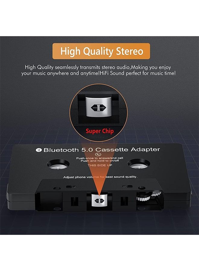 Arabest BT Car Tape Adapter,3.7V with Stereo Audio,Wireless Tape Auxiliary Adapter,Smartphone Audio Converter,Wireless Bluetooth Hands-Free for Home/Car(Black) - Image 3