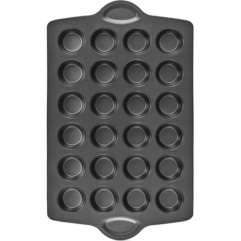 HONGBAKE mini muffin pan nonstick 24 Cupcake Tin for Baking Commercial Small Cup Cake Tray for Cheesecake 18dia Heavyduty Gray